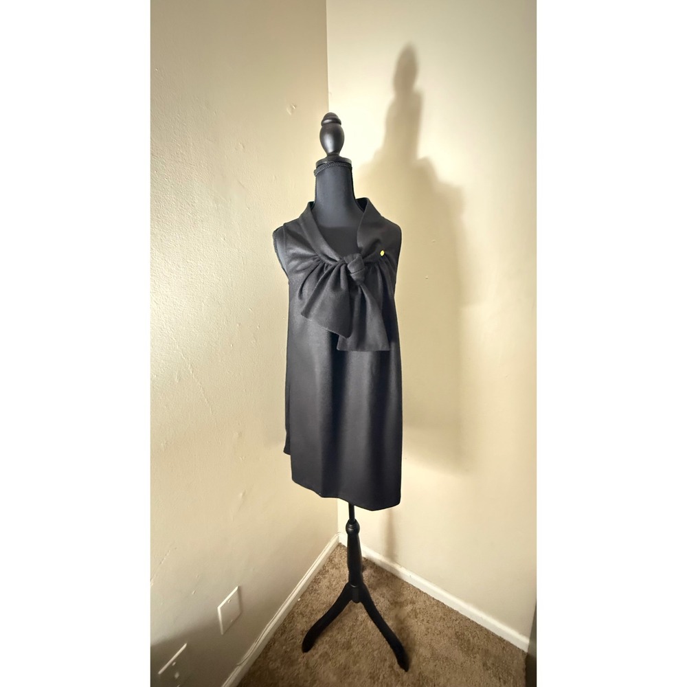 Sleeveless Bow Dress Party Cocktail Little Black Dress LBD Virgin Wool